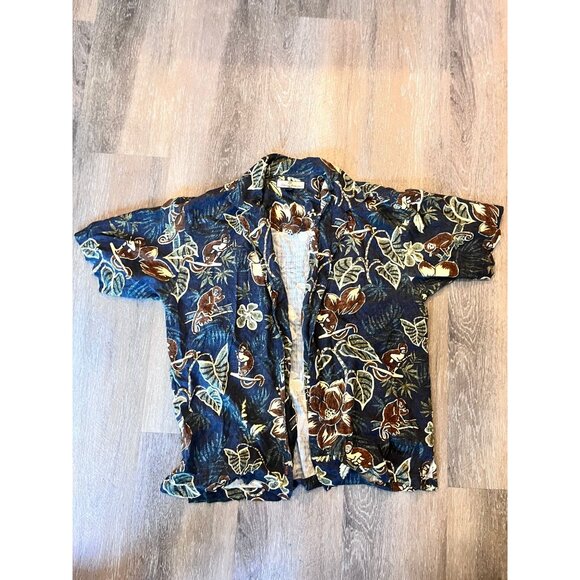 Tommy Bahama Other - Tommy Bahama Monkey Leaf Print Blue Button Front Shirt Men’s M
